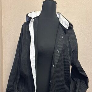 Black Striped Button-Up Shirt